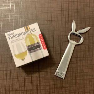 One thermometer and beer opener set